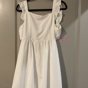 Charming White Kids Dress with Ruffle Straps
